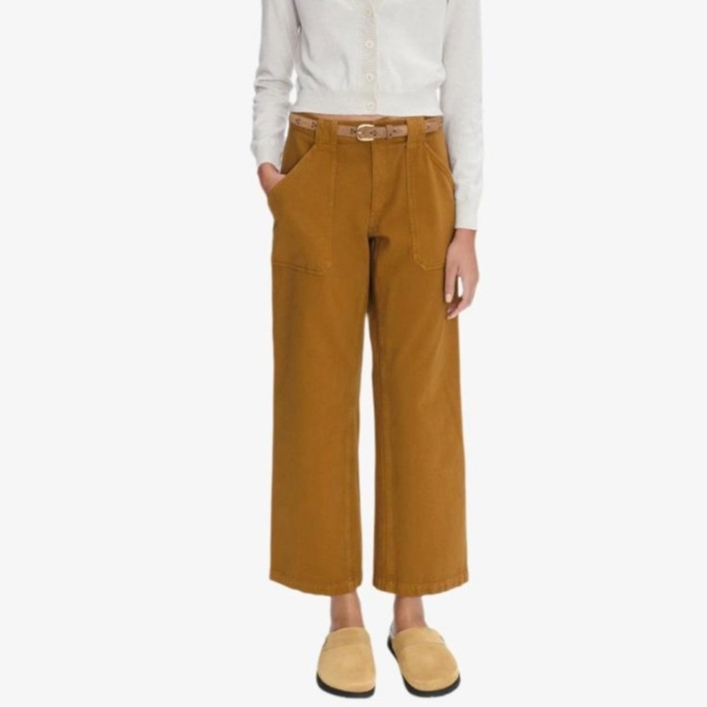 A.P.C.‎ SIDNEY Canvas Pants Women Large Straight COTTON TROUSERS BROWN